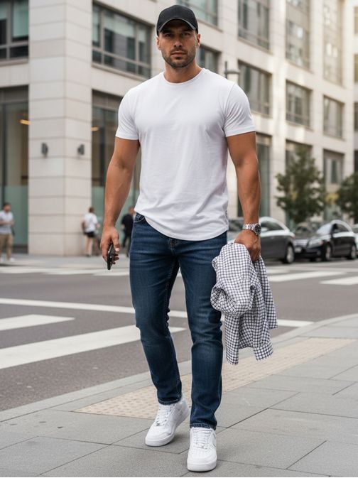 Modern sötétkék férfi farmer