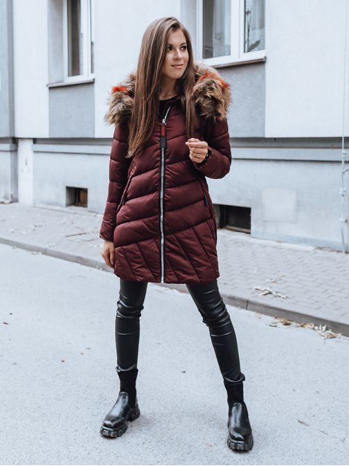 Érdekes bordó női steppelt kabát Mira