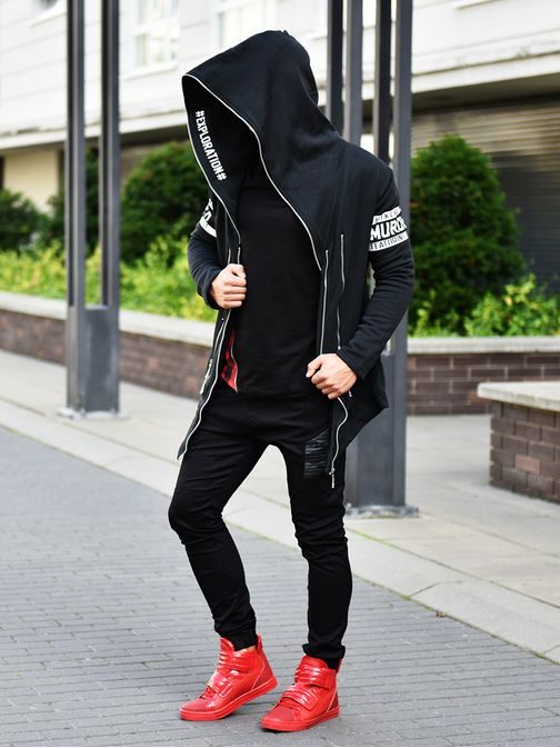 Fekete hosszított szabadidő felső  OZONEE Y36