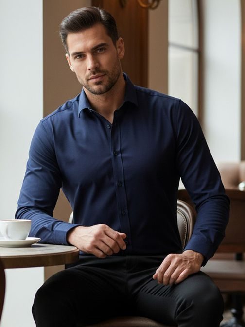 Egyszínű férfi ing sötétkék