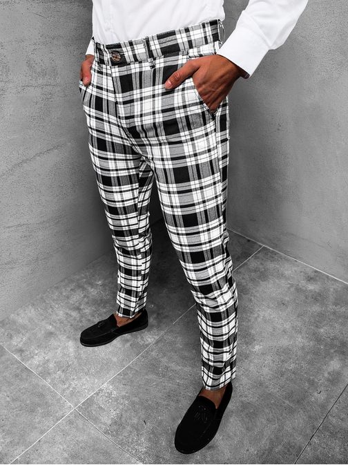 Egyedi fekete-fehér kockás mintás nadrág DJ/5584