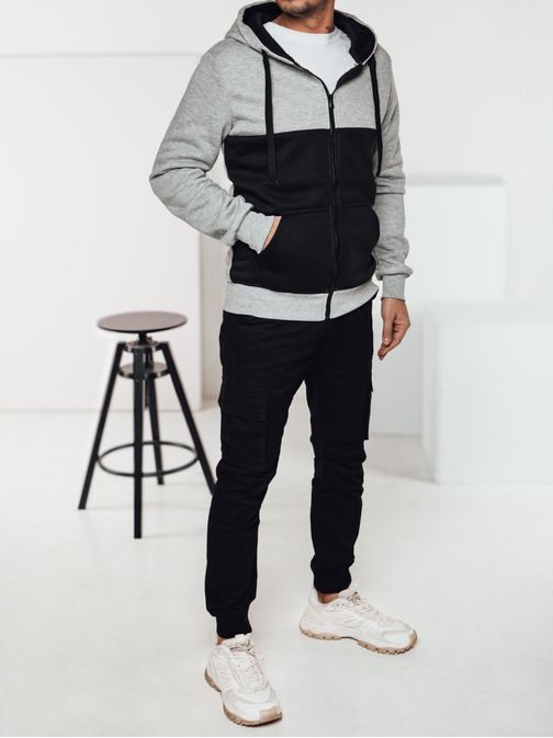 Kéttónusú pulóver férfiaknak szürke