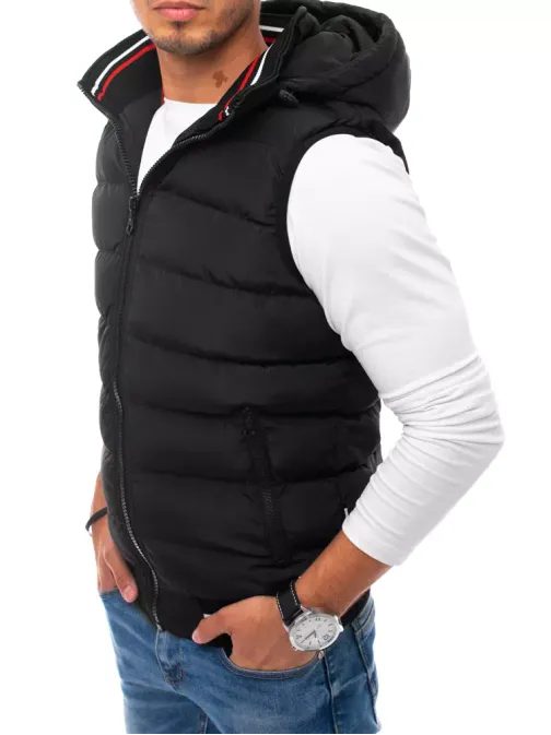 Fekete kapucnis steppelt mellény