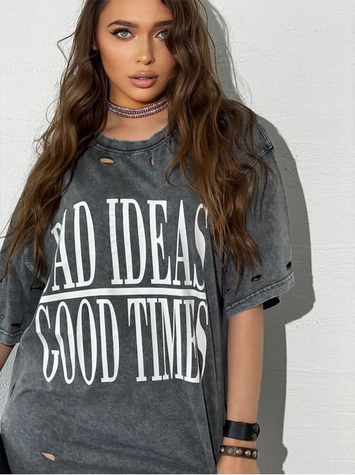 Egyedi női bő grafit szürke póló Hayatous