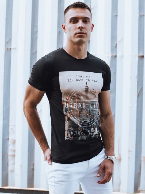 Modern fekete póló lenyomattal