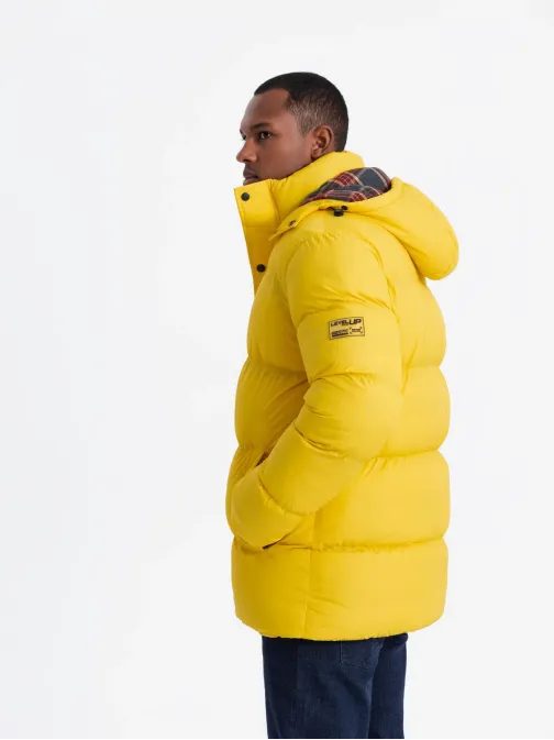 Sárga téli kabát kockás béléssel V3 JAHP-0205