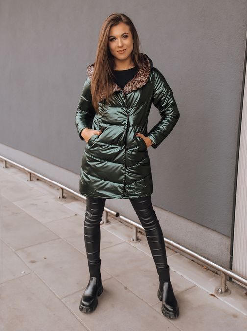Különleges zöld kétoldalas női kabát Delsy Long