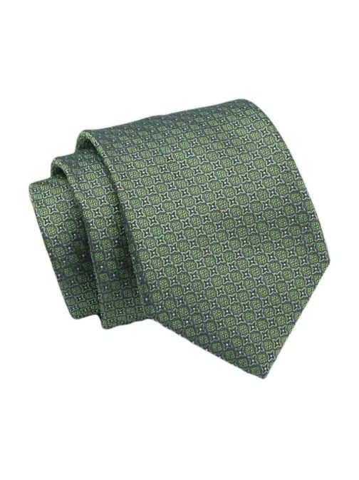 Oliva zöld nyakkendő mintával Angelo di Monti