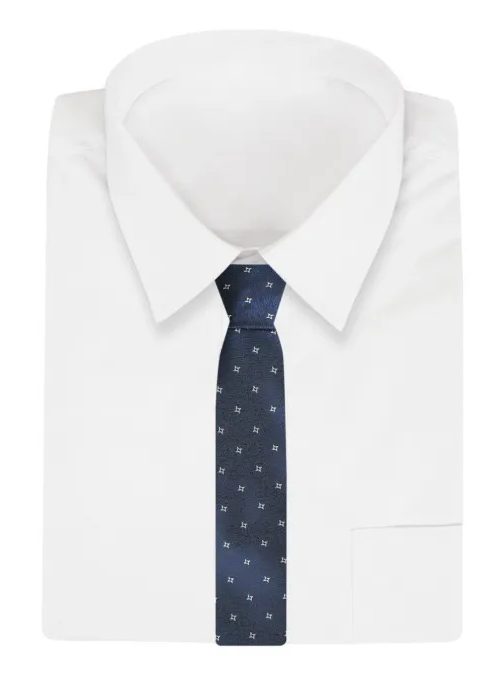 Sötét kék nyakkendő decens mintával