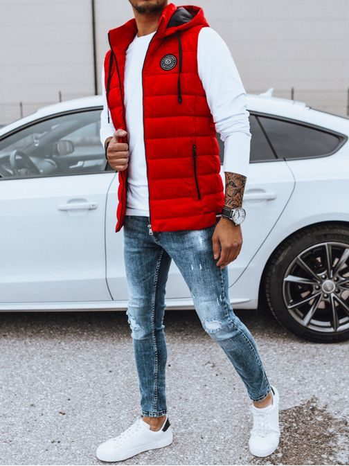 Trendi piros kapucnis mellény