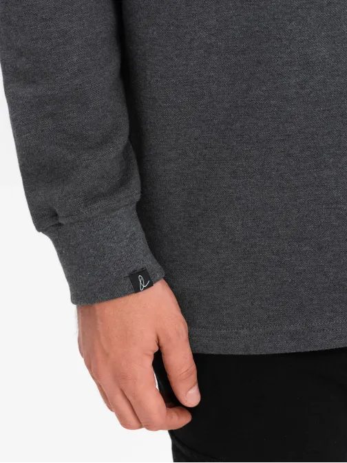 Érdekes grafit férfi pulóver gallérral V1 SSNZ-0149