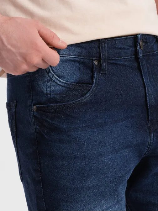 Kényelmes sötét kék farmer rövidnadrág V3 SRDS-0145