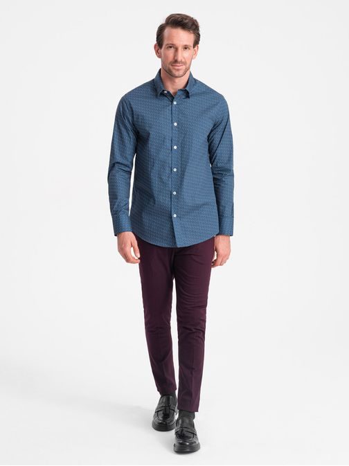 Kék ing érdekes trendi mintával   V4 SHCS-0151