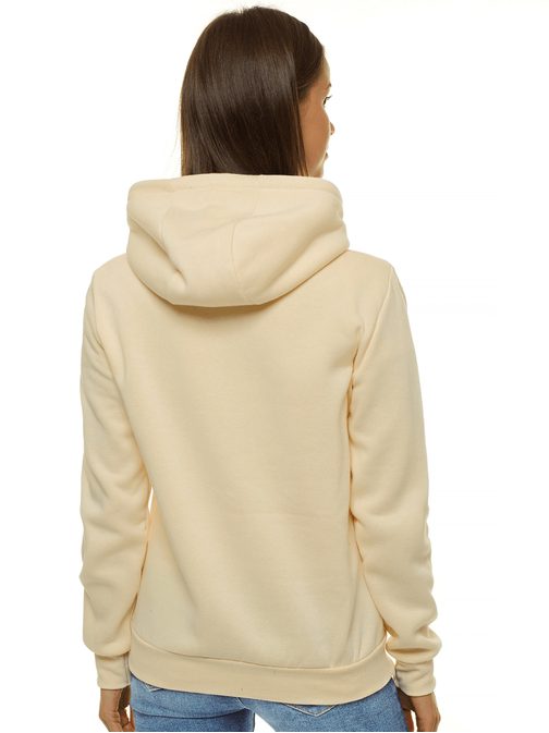 Stílusos ekrüszínű női kapucnis pulóver JS/W02/67Z
