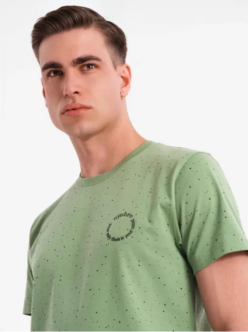 Divatos zöld férfi póló V4 nyomtatással TSFP-0186