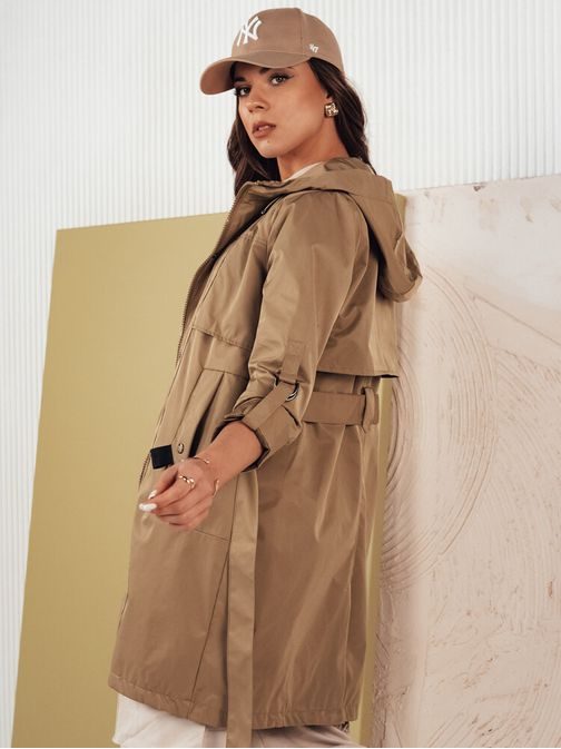 Érdekes női sötét bézs párka kabát Noles