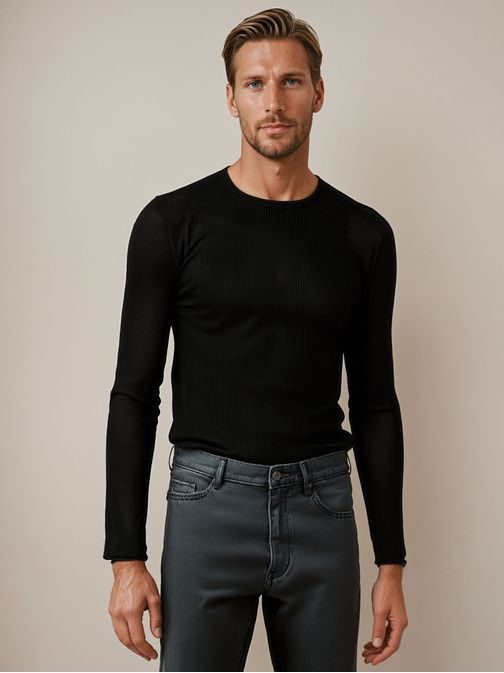 Szenzációs férfi pulóver fekete színben