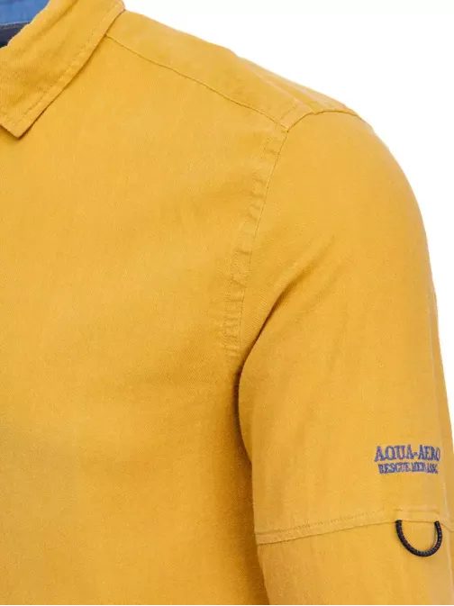 Mustár színű paamut ing lezsér stílusban