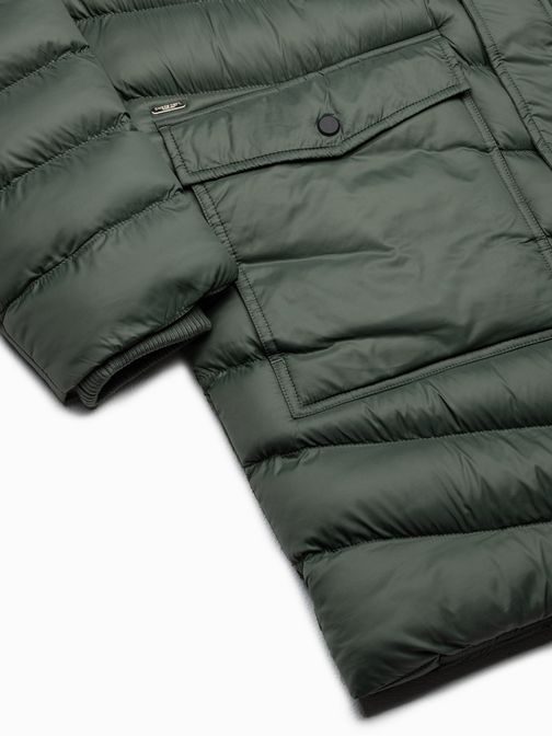 Sötét zöld hosszított téli steppelt dzseki  C555