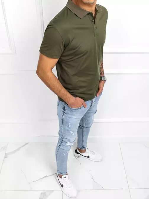 Zöld trendi galléros póló