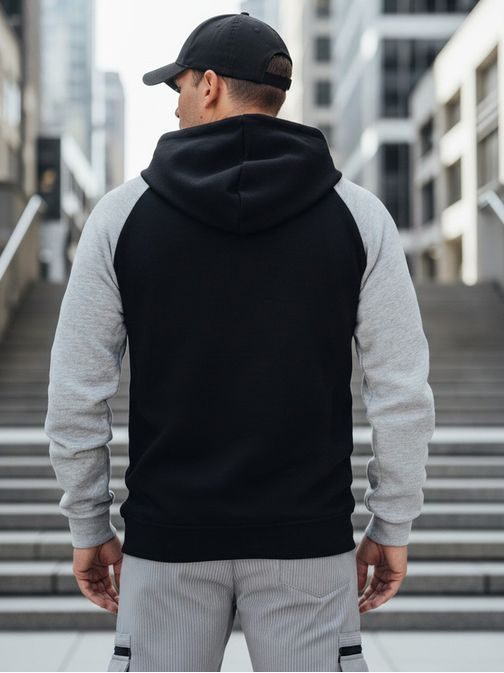 Szürke-fekete férfi kapucnis pulcsi