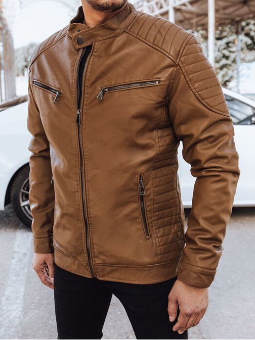 Trendi barna műbőrdzseki