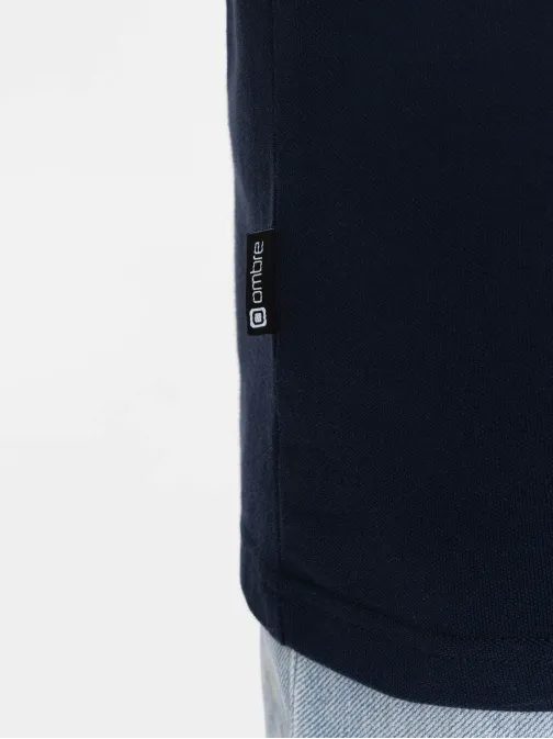 Vonzó sötét kék galléros póló V1 POSS-0127