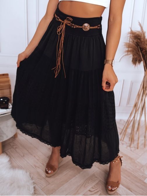 Érdekes fekete maxi szoknya Val