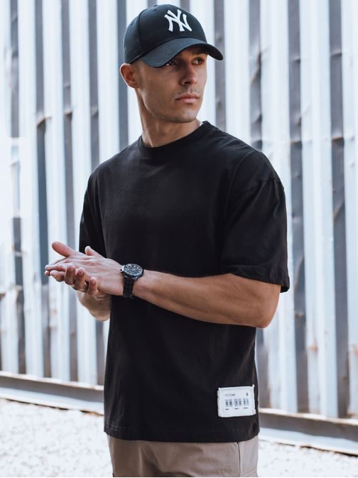 Pamut férfi rövid ujjú ing fekete