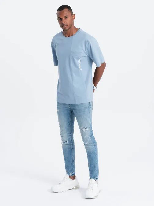 Kék modern oversize póló  S1628