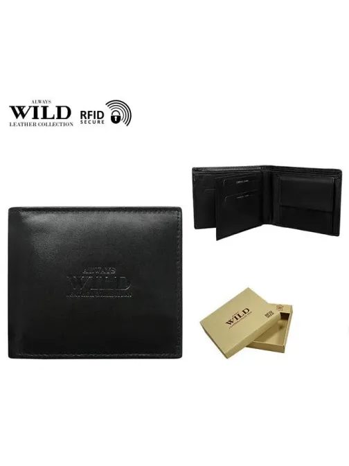 Elegáns fekete bőr pénztárca férfiaknak