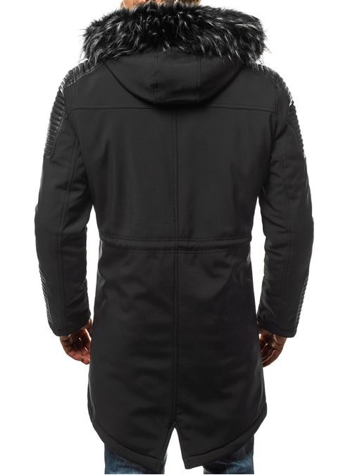 Előkelő fekete szőrmés parka kabát OZONEE N/5593
