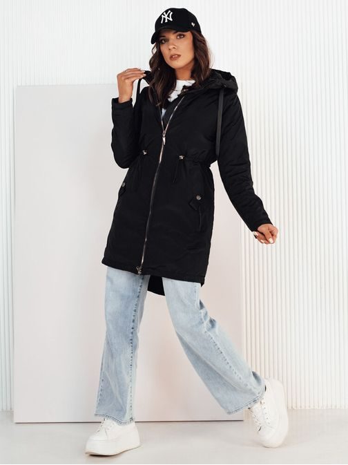 Stílusos fekete női párka kabát Grolin