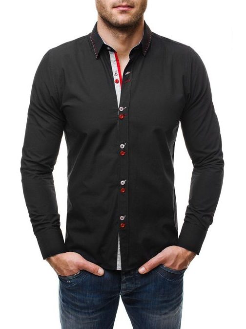 Luxus fekete ing feltünő gombokkal 638