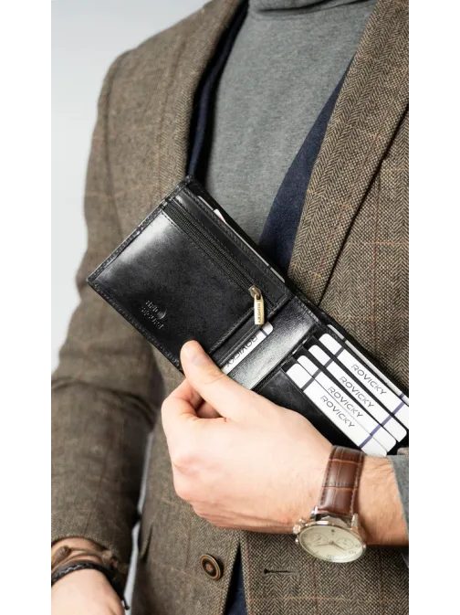 Trendi fekete férfi pénztárca Rovicky