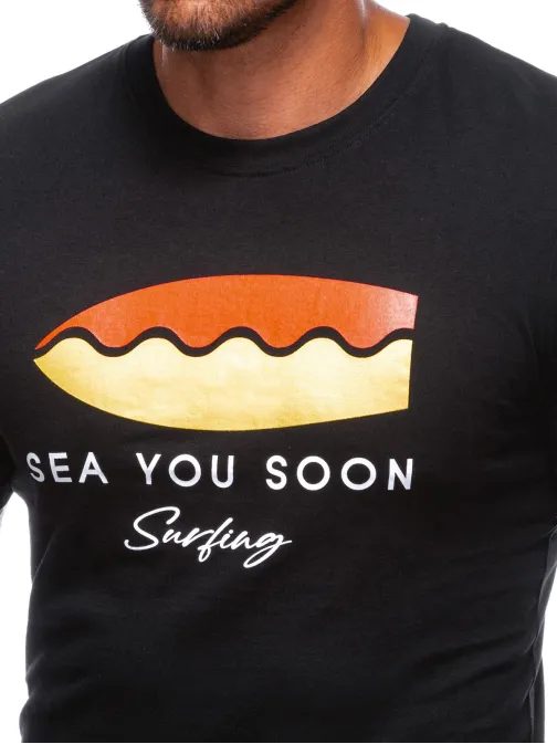 Nyári trendi fekete póló  S2003