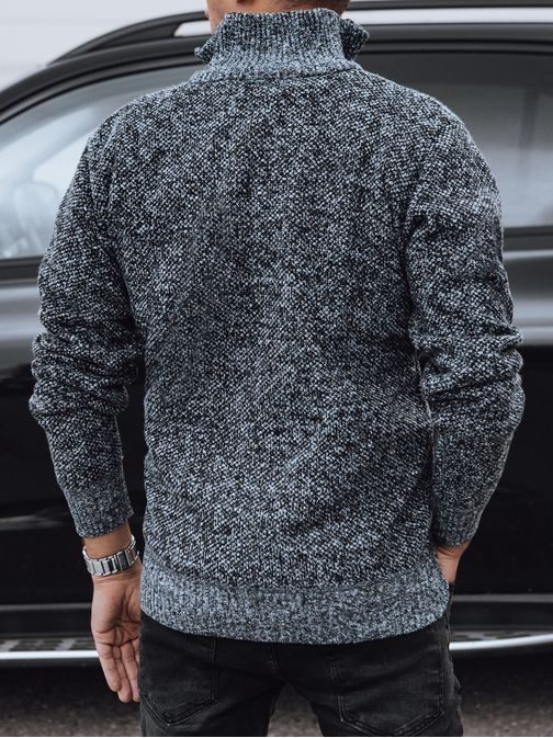 Elegáns szürke pulóver rövid cipzárral