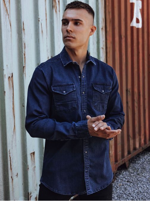 Vonzó sötétkék farmer ing