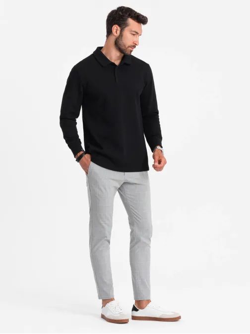 Érdekes fekete férfi pulóver gallérral V8 SSNZ-0149