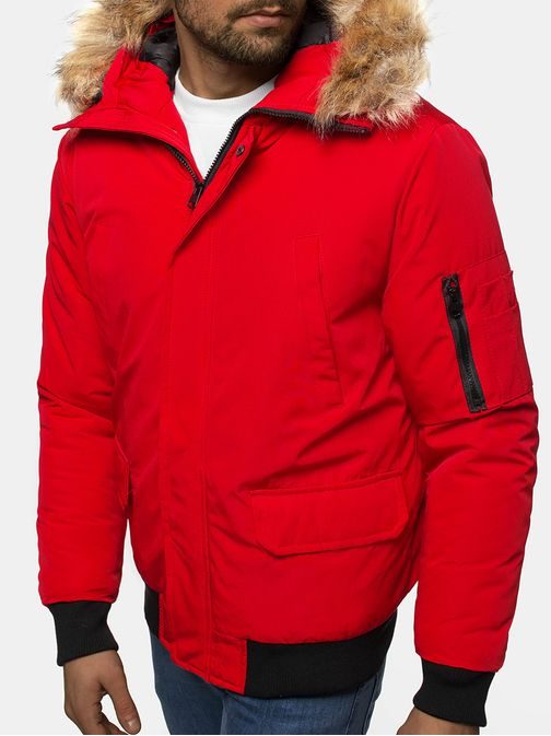 Piros téli dzseki szőrmével JS/M2019/275