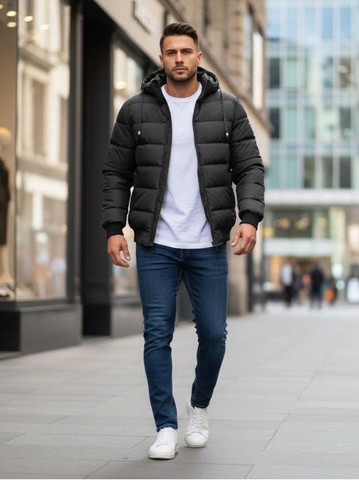 Időtlen grafit téli kabát kapucnival