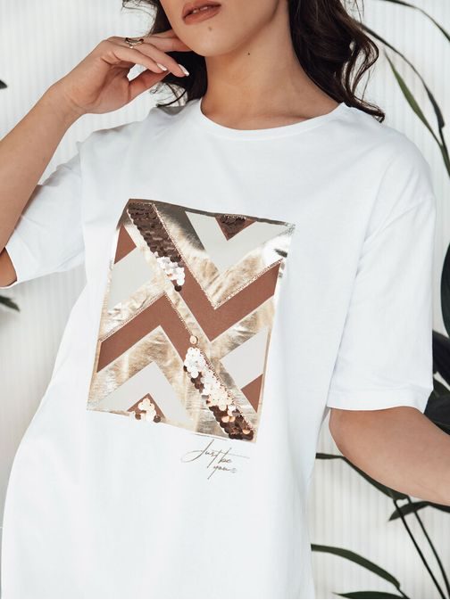 Divatos női fehér póló lenyomattal  Pimat