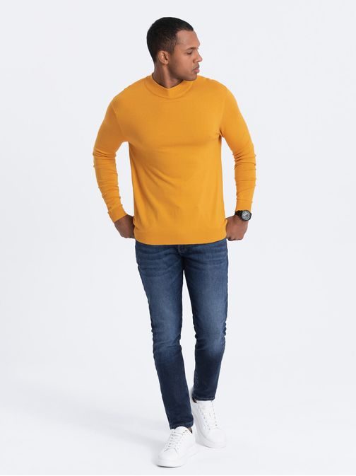 Trendi mustárszínű félgarbó pulóver  V5 SWTN-0100