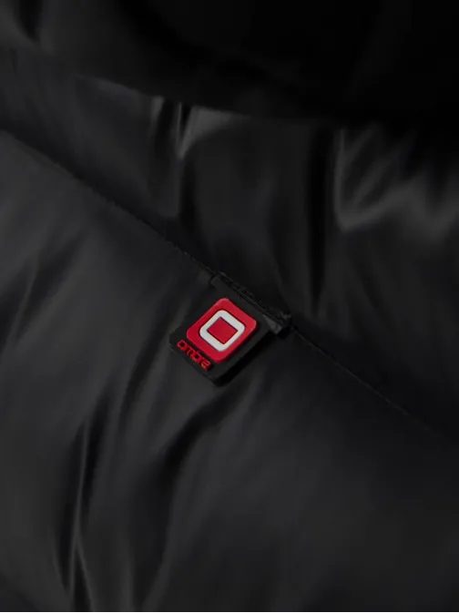 Fényes fekete steppelt kabát V1 JAHP-0303