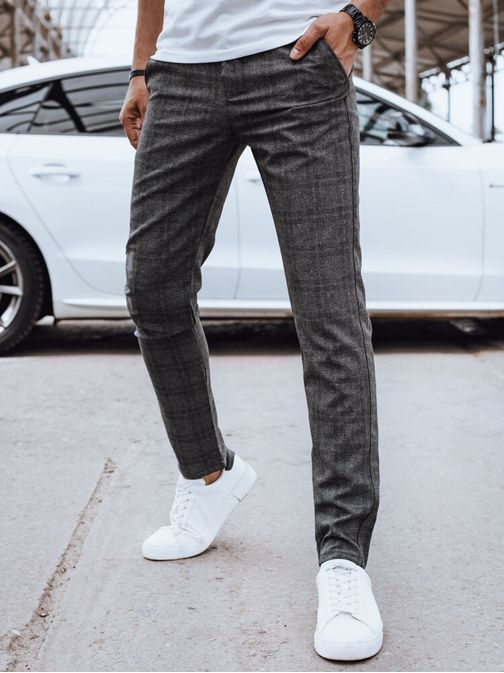 Stílusos grafit szürke káró mintás nadrág