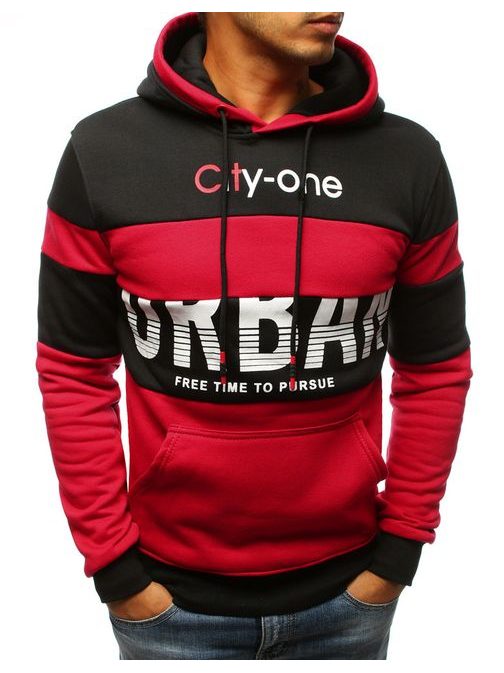 Piros fekete kapucnis pulóver