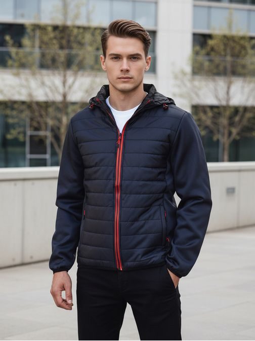 Érdekes férfi átmeneti kabát steppelt kékkel