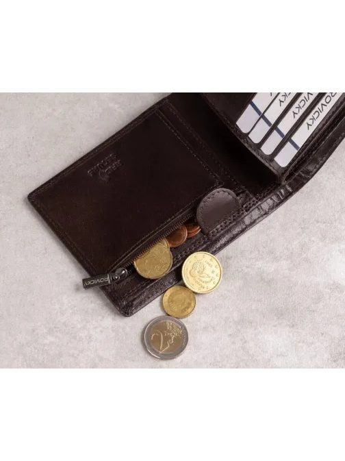 Barna bőr férfi pénztárca Rovicky