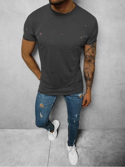 Egyedi grafit szürke lyukas póló  NB/3009