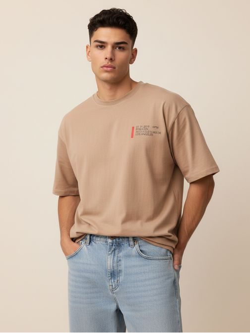 Barna oversize póló nyomtatással